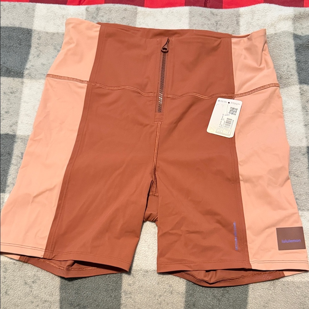 lululemon athletica Brown and Pink Bike Shorts
